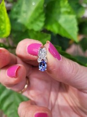Estate 14k Tanzanite And Diamond Pendant