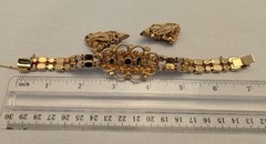 Kramer of NY Vintage Alexandrite Rhinestone Bracelet & Earrings MINT condition