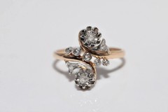 Art Deco Style Round Lab Created Diamond 14k Rose Gold FN Engagement Ring