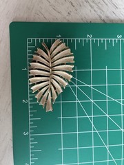 Vintage Gold And White Enamel Leaf Brooch Pin Signed JJ