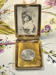Antique Marathon Brass Plated Rectangular Picture / ID Necklace Locket Pendant