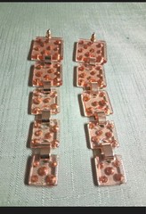 Vintage 4.75 Inch Lucite Clear With Orange Rhinestones Post Earrings Very Groovy