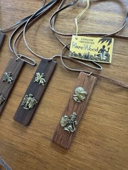Vintage Lot Imported Rare Wood Necklaces Pieces Teak Walnut 1970s Leather Asian