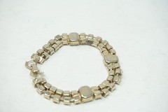 Vintage Aurora Borealis Rhinestone 2 Strand Bracelet Faux Diamond Tennis