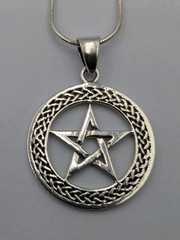Vtg 925 Sterling Silver Celtic Pentacle Pendant 20″ Snake Chain Unisex Necklace