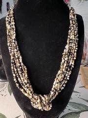 Vintage Style Multi Strand Brown Glass Seed Beaded Choker Necklace Elegant Gift