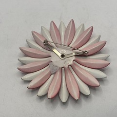 Vintage Enamel Flower Brooch Pin Red White Blue Patriotic Daisy 2.5 In Jewelry
