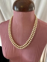 Vintage Double Strand Faux Pearl Necklace Mabe Cabochon Clasp 10mm 107.52g