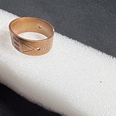 Vintage Handmade Solid Copper Bracelet & Adjustable Copper Ring Set