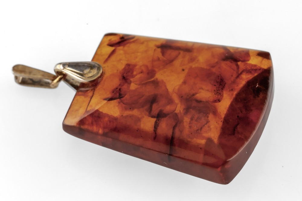 Vintage 875 Silver Baltic Amber Shaped Pendant 9.6 Grams