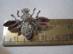 St JOHN Rhodium Plated Pave Crystal 1 3/8″ Bee Pin, Comp @ $150 on Etsy