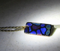 Rolf and Soleig Haukaas Blue Enamel Copper Guilloche Pendant Necklace Norway
