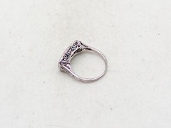 Antique 1920s $3000 1.50ct Natural 3 Blue Zircon 18k White Gold Filigree Ring