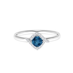 Cushion Side Accents 925 Sterling Silver London Blue Topaz Eternity Women Ring