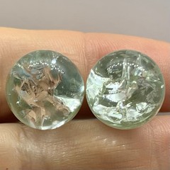 Vtg Clear Crackle Glass Orb Ball Bead Chunky Stud Earrings Clip Huggie