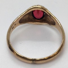 Vintage Antique Victorian Garnet Ring 10K Yellow Gold Hallmarked Size 11.25