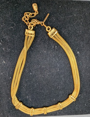 Casual Corner Gold Tone Chunky 3 Strand Rope Chains Choke Necklace Lobster Lock