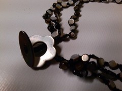 Vintage multi-strand necklace/choker iridescent shell beads 18″