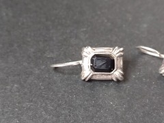 Vintage Silver And Black Sterling Silver Silver Earrings With Black Stones