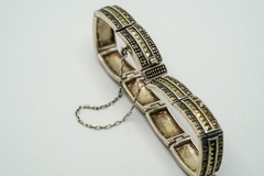 Vintage FAS Sterling Silver Marcasite Bracelet 7.5″ x 9mm 22.95g JB43