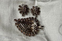 Vintage Joseph Wiesner N.Y. brooch/earrings set, aqua blue REDUCED PRICE
