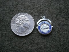 Pikes Peak Made it to Top Spinner Vintage Silvertone Enamel Charm Pendant 1.8g