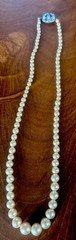 Vintage Champagne Graduated Pearl Necklace 16” Classic Elegant Clasp