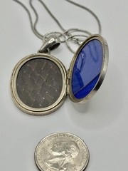 Victorian Double Sided Flowers Basket & Lovers Knots Mourning Locket Necklace