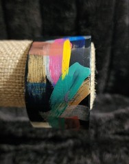 Vintage 80’s 90’s Hand Painted Abstract Woman’s Statement Bracelet EUC Colorful