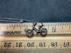 2.46g Vintage Sterling Silver 925 Bicycle Pendant Necklace Adjustable 19 in M
