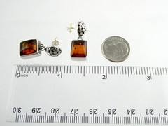 Lori Bonn Sterling Silver Amber Stud Earrings 925 6.7g 7/8 Inch Length