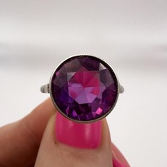 Vintage USSR Sterling Silver 875 Women’s Jewelry Ring Pink Topaz Size 9
