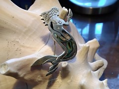 Vintage Sterling Silver Abalone Mermaid Pin