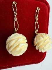 Vintage Carved Roses And 10k/14k Gold Earrings No Clasps