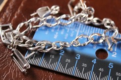 Vintage Mixed Theme Oval Link Curb Charm Bracelet 5 Charms Sterling Silver 6 3/4