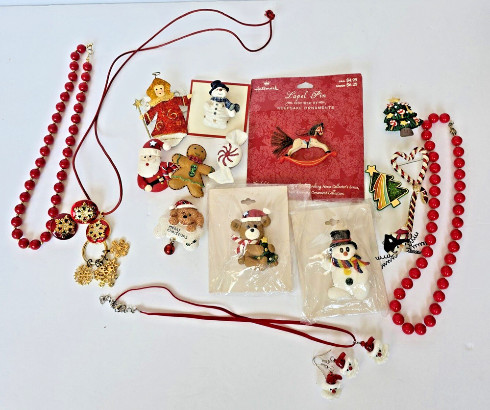 Lot of 22 Mixed Vintage Christmas Costume Jewelry 1990’s to Early 2000’s