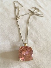 Stunning Large Cushion Cut PINK CZ & Sterling Silver 925 18” Box Chain Necklace