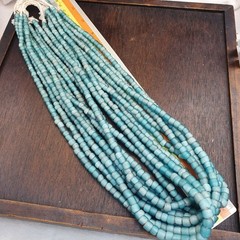 Sky blue white heart 5.5-7 mm Czech Republic glass beads long strand necklace
