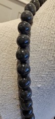 Rare Omphacite Certified Burma Grade A Jadeite Black Charcoal Bead Necklace 9 mm