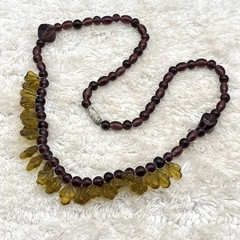 Vintage Molded Glass Necklace Egyptian Revival Bib Fall Colors 21″