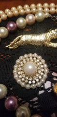 Vintage Jewelry Lot, Pearl Necklaces, Brooches, Slides, Ring, Earrings, 20 Items