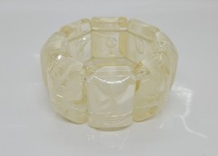 Vintage Clear Cream Lucite Stretchable Bracelet With Bubbles