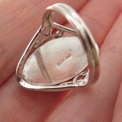 925 Sterling Silver Vintage Real Picture Jasper Oxidized Ring Size 6