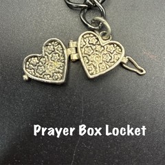 Vintage Bracelet & Charms of Mixed Metals Black: Hearts, LOCKET, Prayer Box, Dog