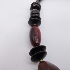 Vintage Mid-Century Modern Necklace Black Red Bead Maximalist Boho 25″