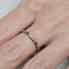 Antique 1934 Ostby Barton 14K White Gold Art Deco Wedding Band Engraved Sz 6