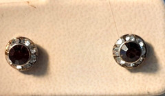 Vintage Stunning Bright Simulated Amethyst w/ Clear Crystals 1/4″ Stud Earrings