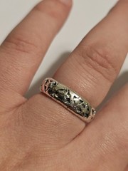 Custom Poured Signed Berry Jewelry Co. Sterling Deco Star Band Sz 9.75 #S55/01