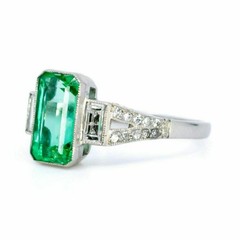 4.60 Ct Natural Emerald Art Deco Vintage Engagement Ring 925 Sterling Silver