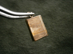 High School Book Opening Goldtone MOP Locket Pendant Charm 2.0g ~ Engraved MJG